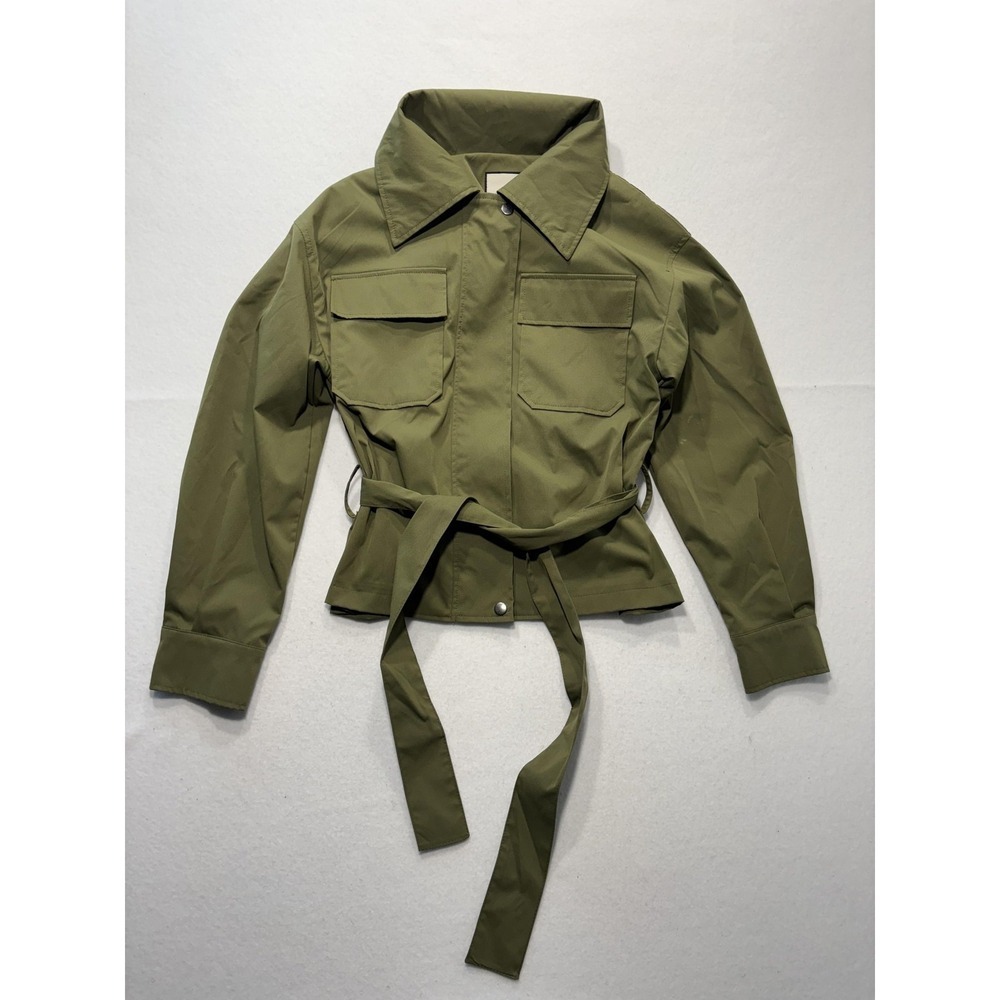 Bagatelle Collection Jacket Womens M Green Belted Military Full Zip Utility